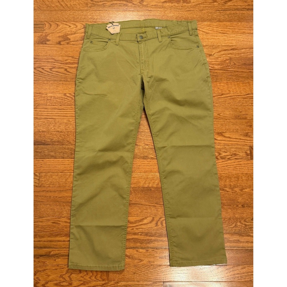 New Bills Khakis Chino Pants Mens 40x30 Stretch Sierra Twill Slim Olive Green
